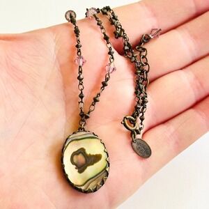 VTG Liz Palacios San Francisco necklace abalone Signed Collar designer gold 17"